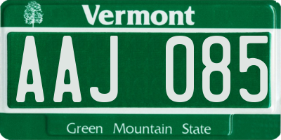 VT license plate AAJ085