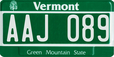 VT license plate AAJ089