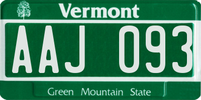 VT license plate AAJ093