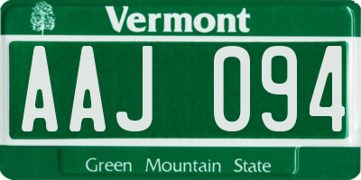 VT license plate AAJ094