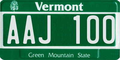 VT license plate AAJ100