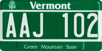 VT license plate AAJ102