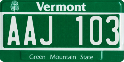 VT license plate AAJ103