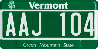 VT license plate AAJ104