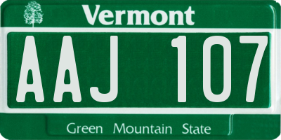 VT license plate AAJ107