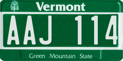 VT license plate AAJ114