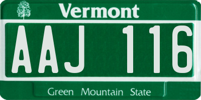 VT license plate AAJ116