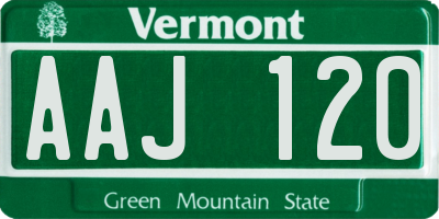 VT license plate AAJ120