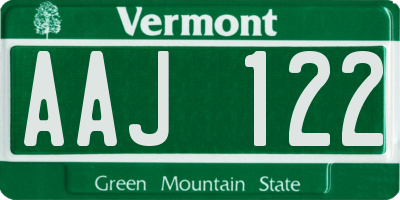 VT license plate AAJ122