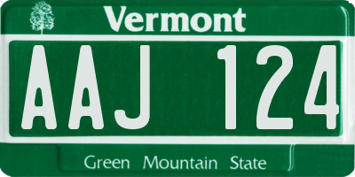 VT license plate AAJ124