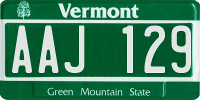 VT license plate AAJ129