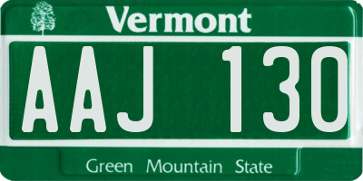 VT license plate AAJ130