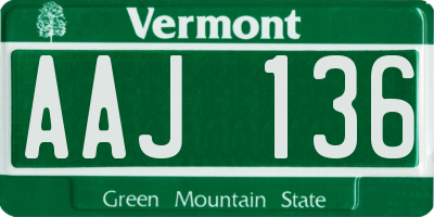 VT license plate AAJ136