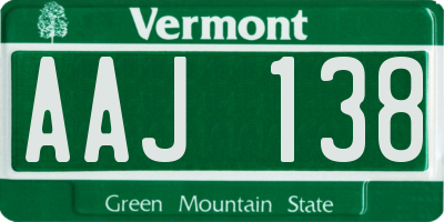 VT license plate AAJ138