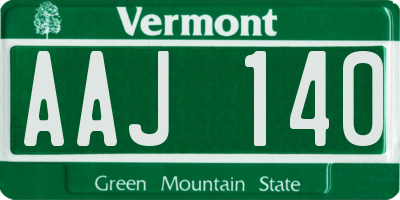 VT license plate AAJ140