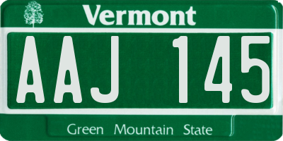 VT license plate AAJ145