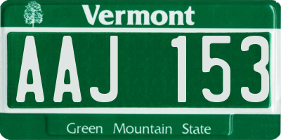 VT license plate AAJ153
