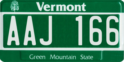 VT license plate AAJ166