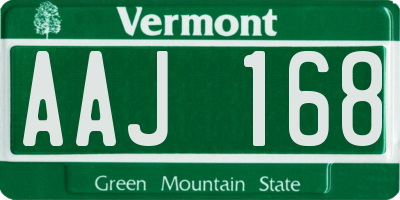 VT license plate AAJ168