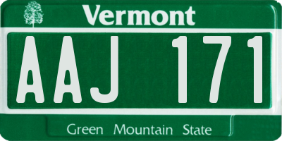 VT license plate AAJ171