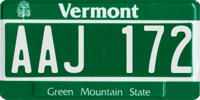 VT license plate AAJ172