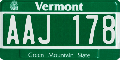 VT license plate AAJ178