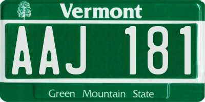 VT license plate AAJ181