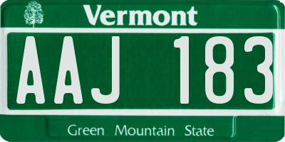 VT license plate AAJ183