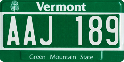 VT license plate AAJ189