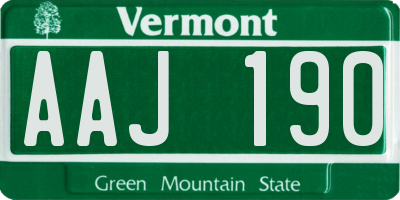 VT license plate AAJ190