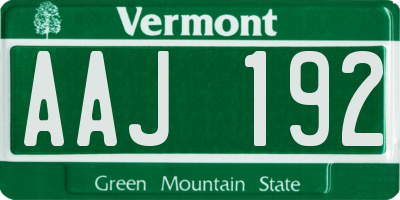 VT license plate AAJ192