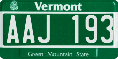 VT license plate AAJ193