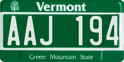 VT license plate AAJ194