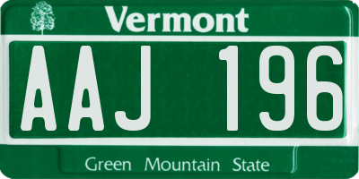 VT license plate AAJ196