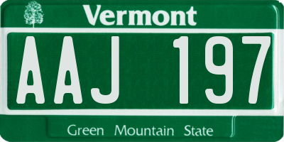 VT license plate AAJ197
