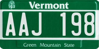 VT license plate AAJ198