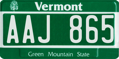 VT license plate AAJ865