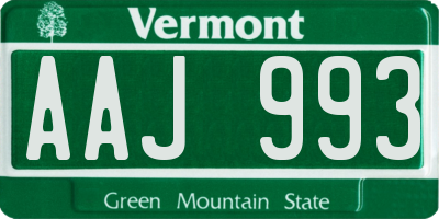 VT license plate AAJ993