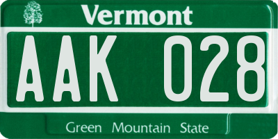 VT license plate AAK028