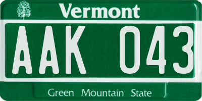 VT license plate AAK043