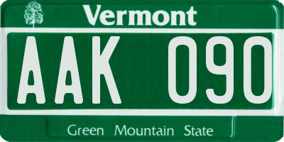 VT license plate AAK090