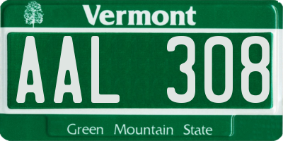 VT license plate AAL308