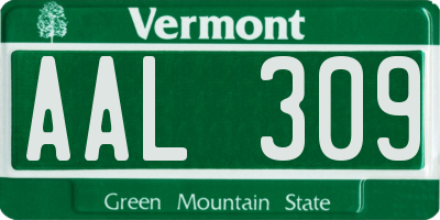 VT license plate AAL309
