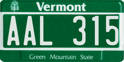 VT license plate AAL315