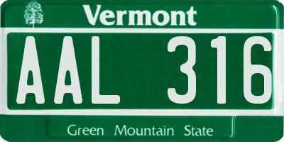 VT license plate AAL316