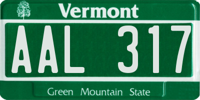 VT license plate AAL317
