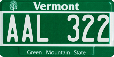 VT license plate AAL322