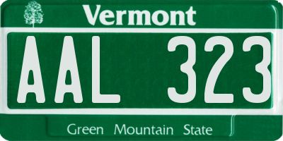 VT license plate AAL323