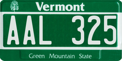 VT license plate AAL325