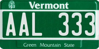 VT license plate AAL333